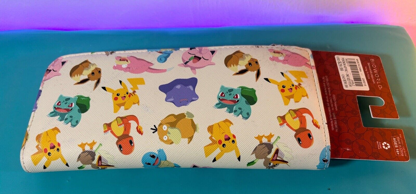 Pokemon Adult Character Faux Leather Zip Around Closure Wallets For Women