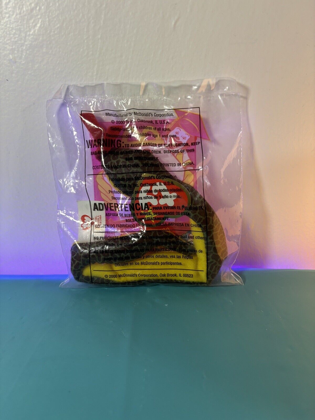 TY Teenie Beanie Baby #2 Slither the Snake McDonalds Happy Meal Toy 2000 NEW