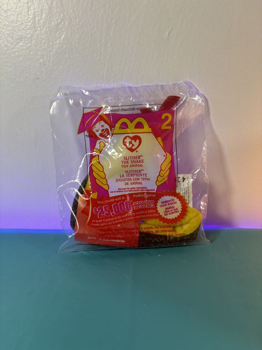 TY Teenie Beanie Baby #2 Slither the Snake McDonalds Happy Meal Toy 2000 NEW